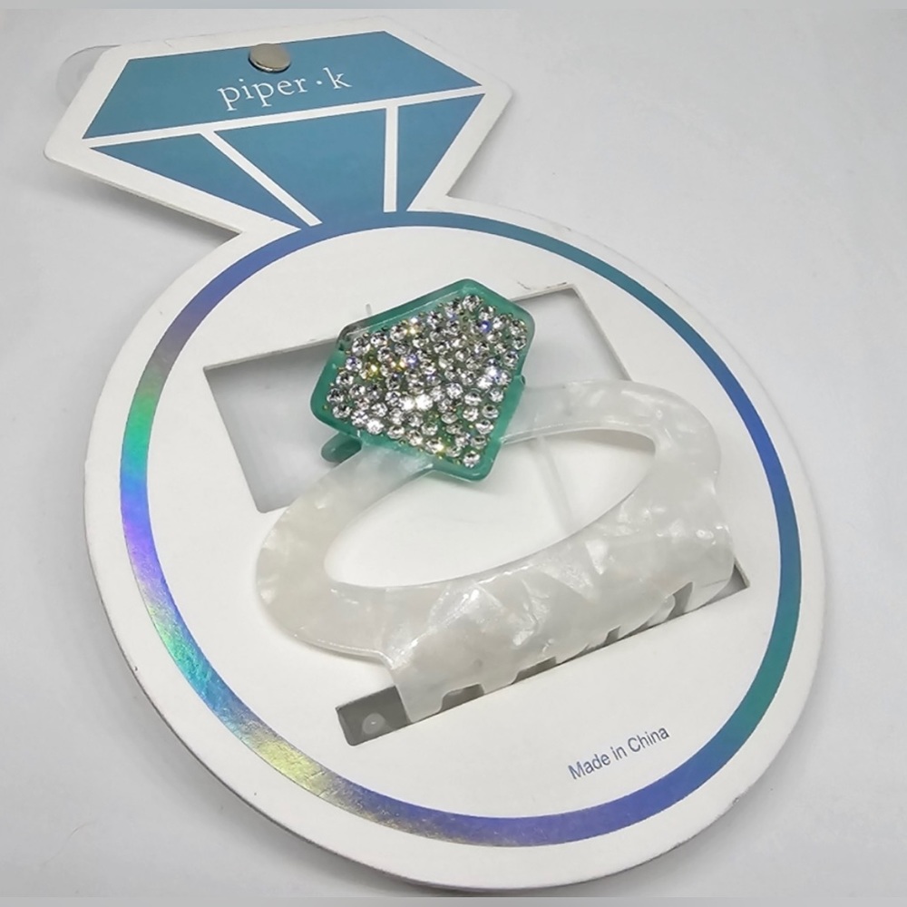 NWT 💎💍💎PIPER K WEDDING RING TEAL BLUE & CREAM HAIR CLAW CLIP